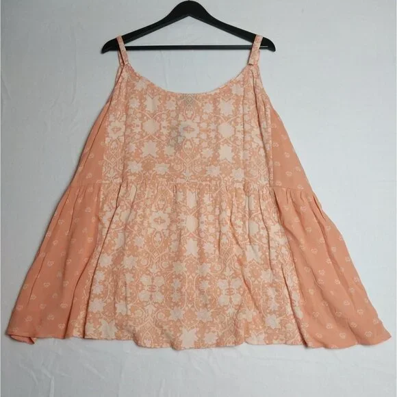 NWT Torrid Washable Crinkle Gauze Tank Peach Floral Adjustable Straps Sz 5X - Picture 4 of 13
